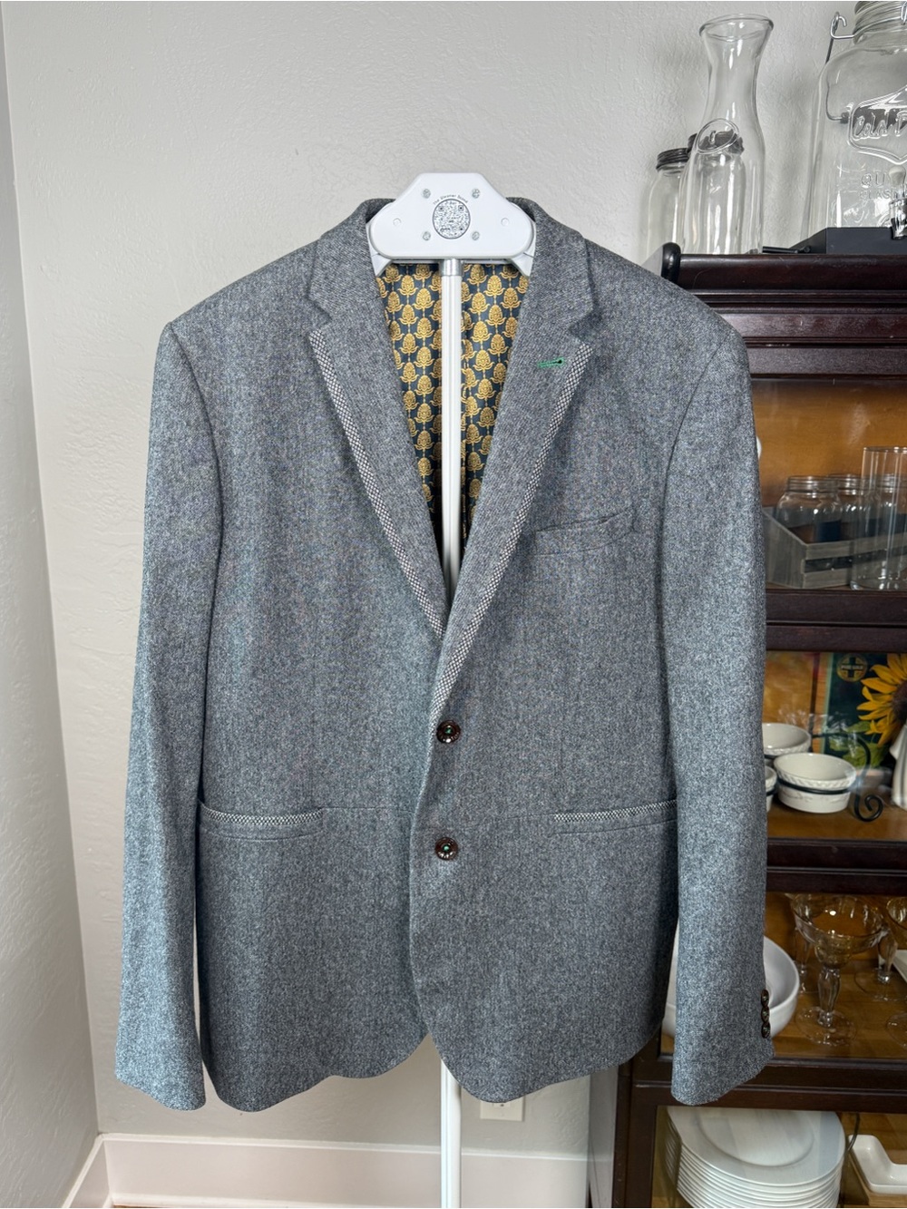 Ted Baker London Gray Wool Blend Sport Coat Blazer Size 6 XL Portugal